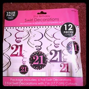 21st BIRTHDAY SWIRL DECORATIONS